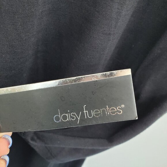 Daisy Fuentes NWT Womens L Black Draped 3/4 Sleeve Rayon Tunic Top Evening - Picture 5 of 16